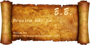 Brezina Béla névjegykártya