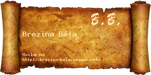 Brezina Béla névjegykártya